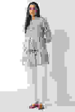 Off White Cotton Narrow Pants image number 0