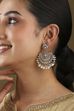 Silver-Toned Gold Plated Brass Studded Chandbalis image number 4
