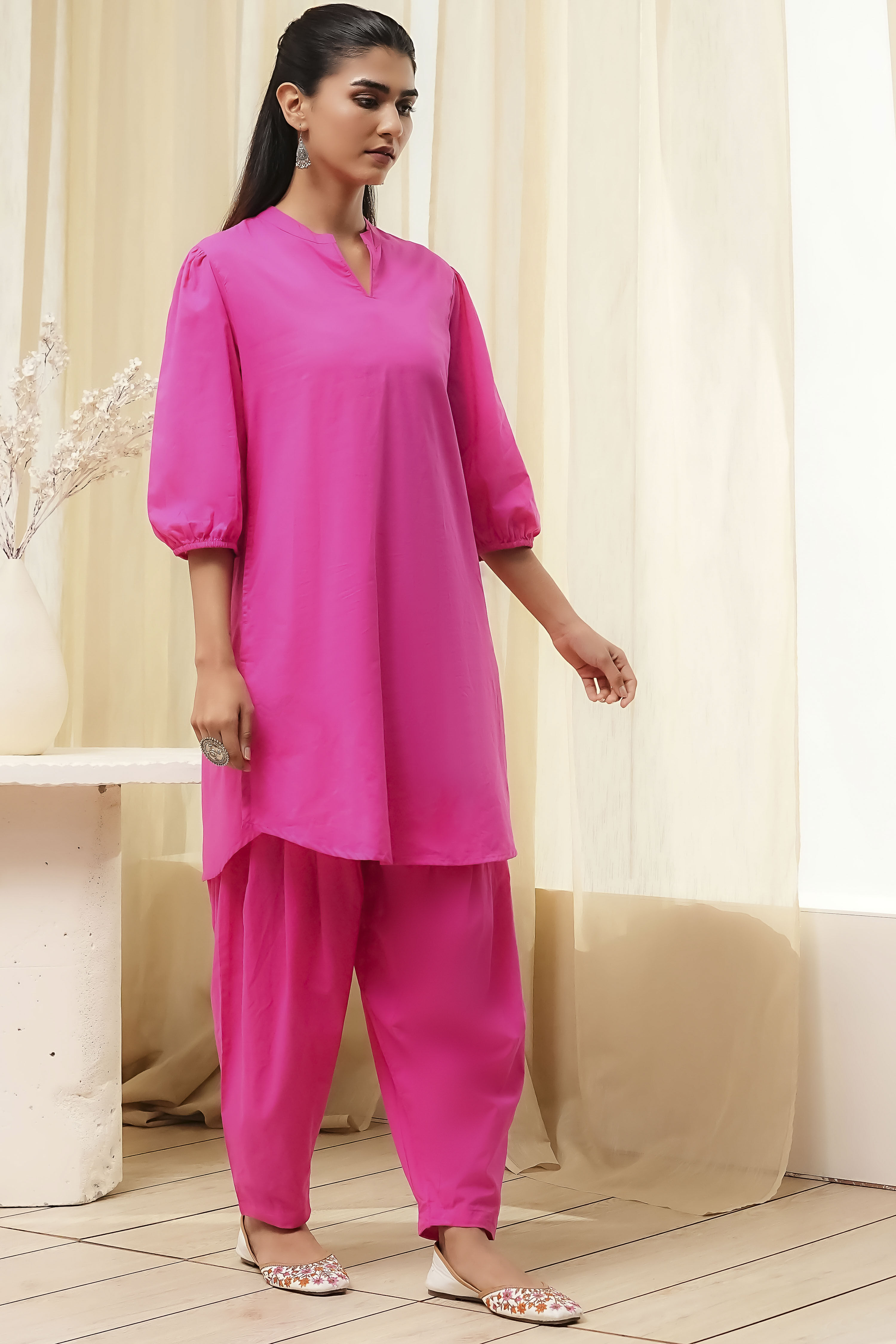 Sage Green Cotton Pathani Straight Kurta Set image number 6