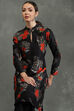 Black Silk Chanderi Floral Printed Straight Kurta Set image number 7