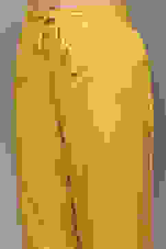 Mustard Cotton Anarkali Kurta Lehenga Set image number 2