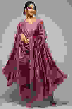 Onion Pink Viscose Straight Kurta Palazzo Suit Set image number 0