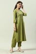 Fuschia Rayon Straight Kurta Pant Suit Set image number 5
