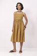 Yellow Cotton Printed Straight Dress image number 4