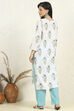 Blue Cotton Unstitched Suit Set image number 5