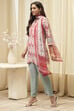 Off White Art Silk Straight Kurta Pant Suit Set image number 3