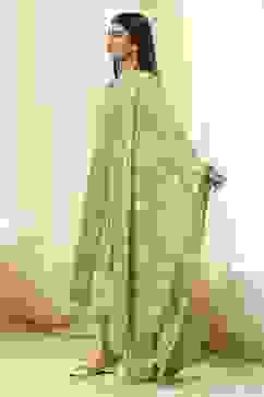 Green Cotton Foil Printed Anarkali Suit Set image number 3