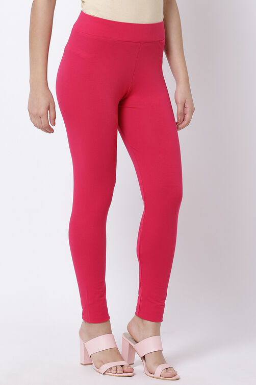 Off White Cotton Lycra Leggings image number 3