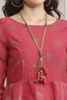 Pink Cotton Blend Flared Printed Dress image number 1