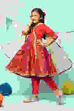 Maroon Polyester Front Open Printed Kurta Palazzo Suit Set image number 7