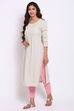 Mint Green Cotton Flax Kurta image number 3