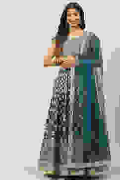 Teal Art Silk Lehenga Set image number 0