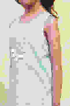 Turquoise and White Cotton Straight Suit Set image number 1