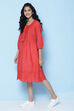 Black Cotton Flax Solid Kurta Dress image number 3