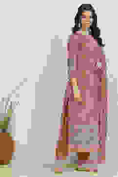 Pink Crepe Printed Unstitched Suit Set image number 6