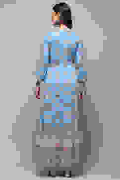 Sky Blue Viscose Tiered Dress image number 3