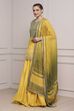 Yellow Olive Cotton Silk Straight Lehenga Set image number 3