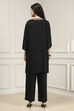 Black Viscose Rayon Relaxed Solid Suit Set image number 4
