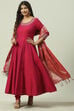 Teal Poly Viscose Anarkali Kurta Churidar Suit Set image number 7