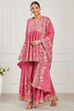 Pink Cotton Peplum Printed Garara Suit Set image number 4