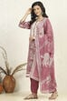 Purple Cotton Unstitched Suit Set image number 4