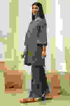 Teal Cotton Printed Straight Kurta Set image number 3