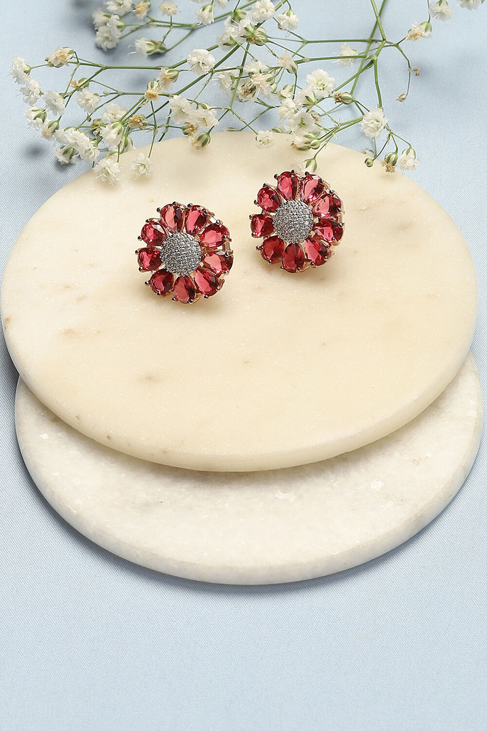 Dark Pink Brass Earrings image number 0