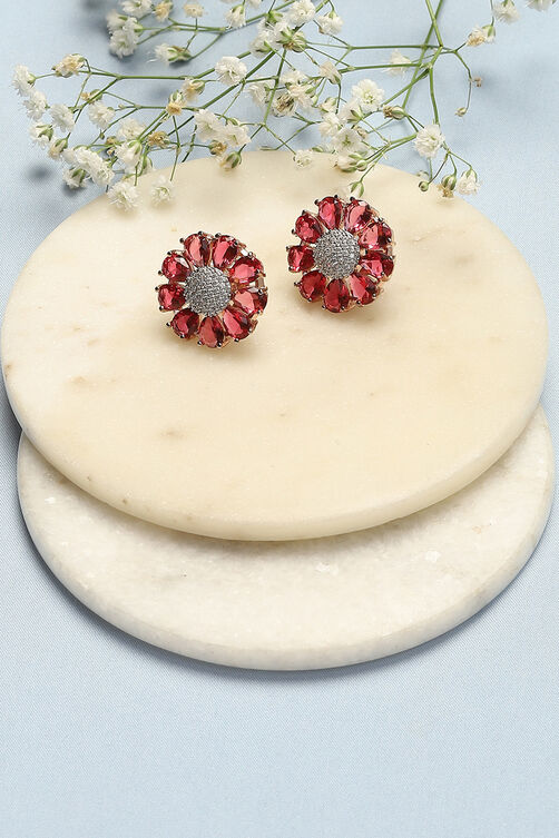 Dark Pink Brass Earrings image number 0