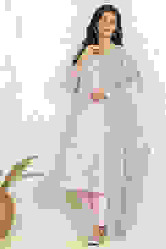 Light Pink Chanderi Unstitched Suit Set image number 4