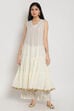 Off White Poly Metallic Cotton Yarndyed Kurta image number 3