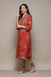 Red Printed Straight Kurta image number 2