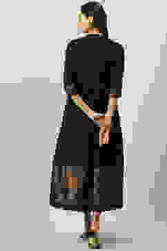 Black Yarn-Dyed Flared Kurta image number 3