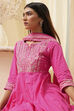 Blue Cotton Embroidered Anarkali Suit Set image number 7