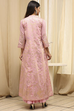 Light Pink Printed Layered Cape Dress image number 5