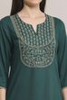 Teal Green Solid Straight Kurta image number 1