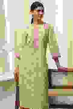 Green Cotton Printed Straight Kurta image number 5