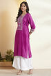 Purple Viscose Rayon Printed Straight Kurta image number 3
