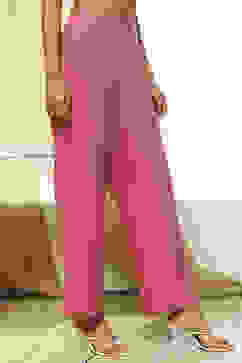 Pink Cotton Solid Straight Palazzos image number 3