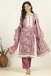 Purple Cotton Unstitched Suit Set image number 1