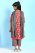 Red Cotton A-Line Straight Kurta Palazzo Suit Set image number 8