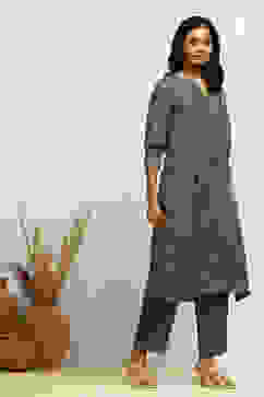 Green Chanderi Printed Straight Kurta Set image number 5