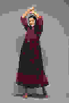 Pink & Purple Polyester Flared Printed Dress image number 0