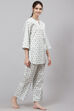Mint Straight Cotton Three Piece Printed Sleepwear Set image number 4