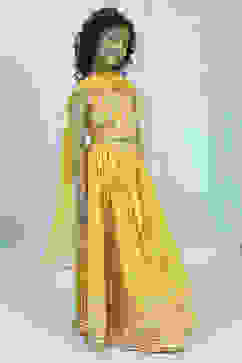 Yellow Cotton Printed Strappy Lehenga Set image number 5