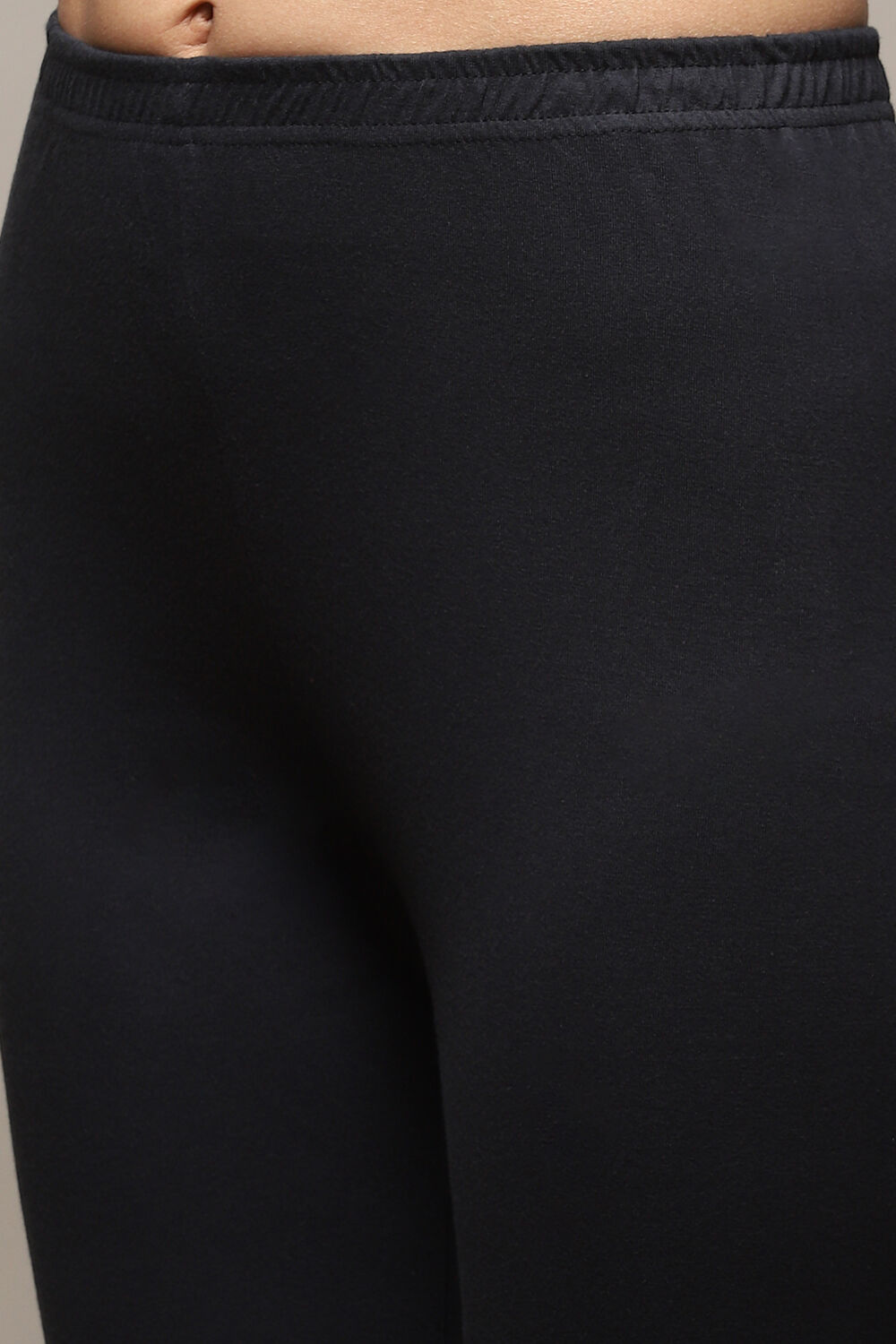 Black Cotton Straight Kurta Churidar Suit Set image number 2