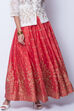 Off White Gold Metallic Print Skirt image number 0