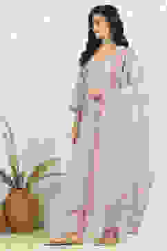 Peach Linen Unstitched Suit Set image number 4