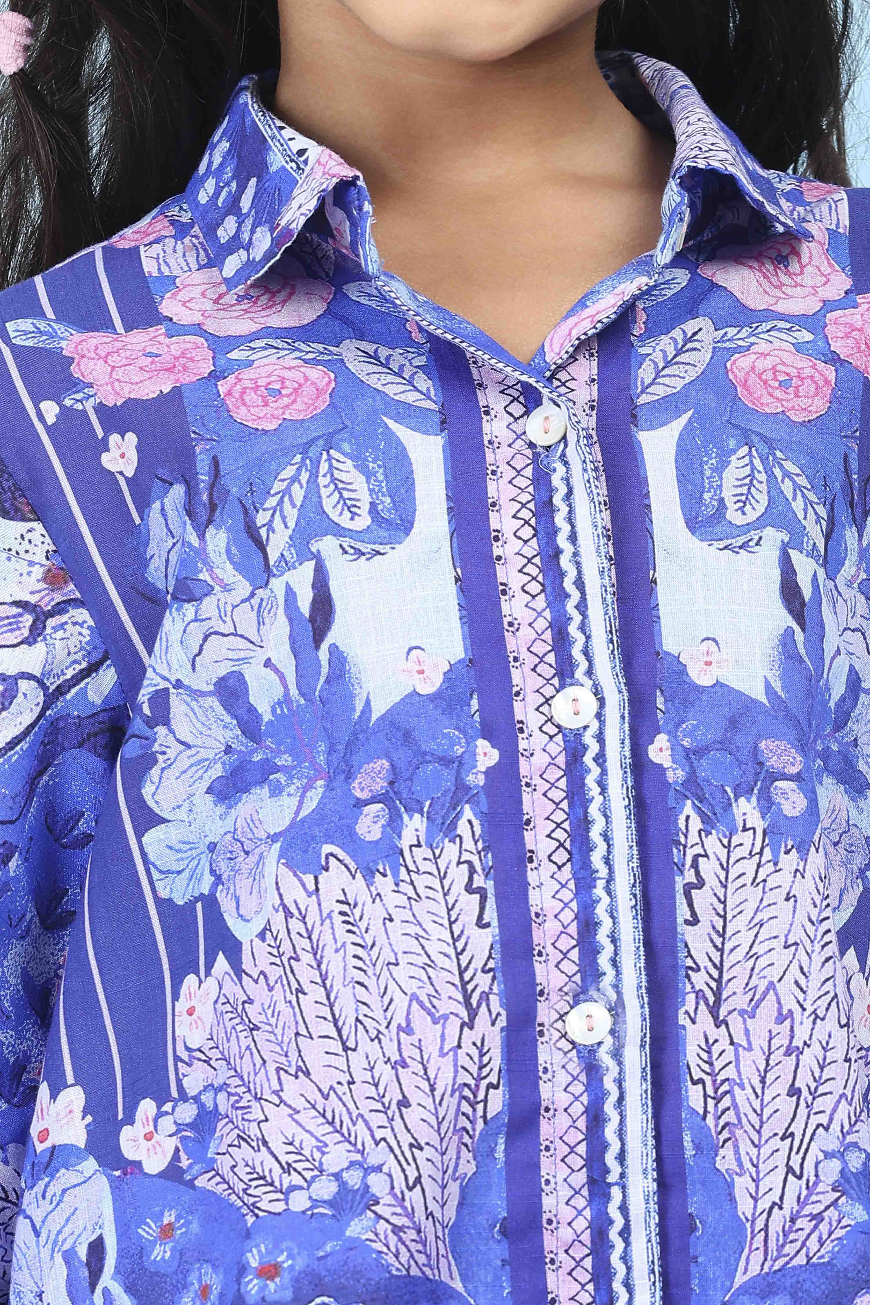 Blue Cotton Printed Shirt image number 1