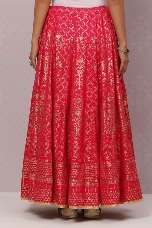 Fuchsia Flared Art Silk Skirts image number 5
