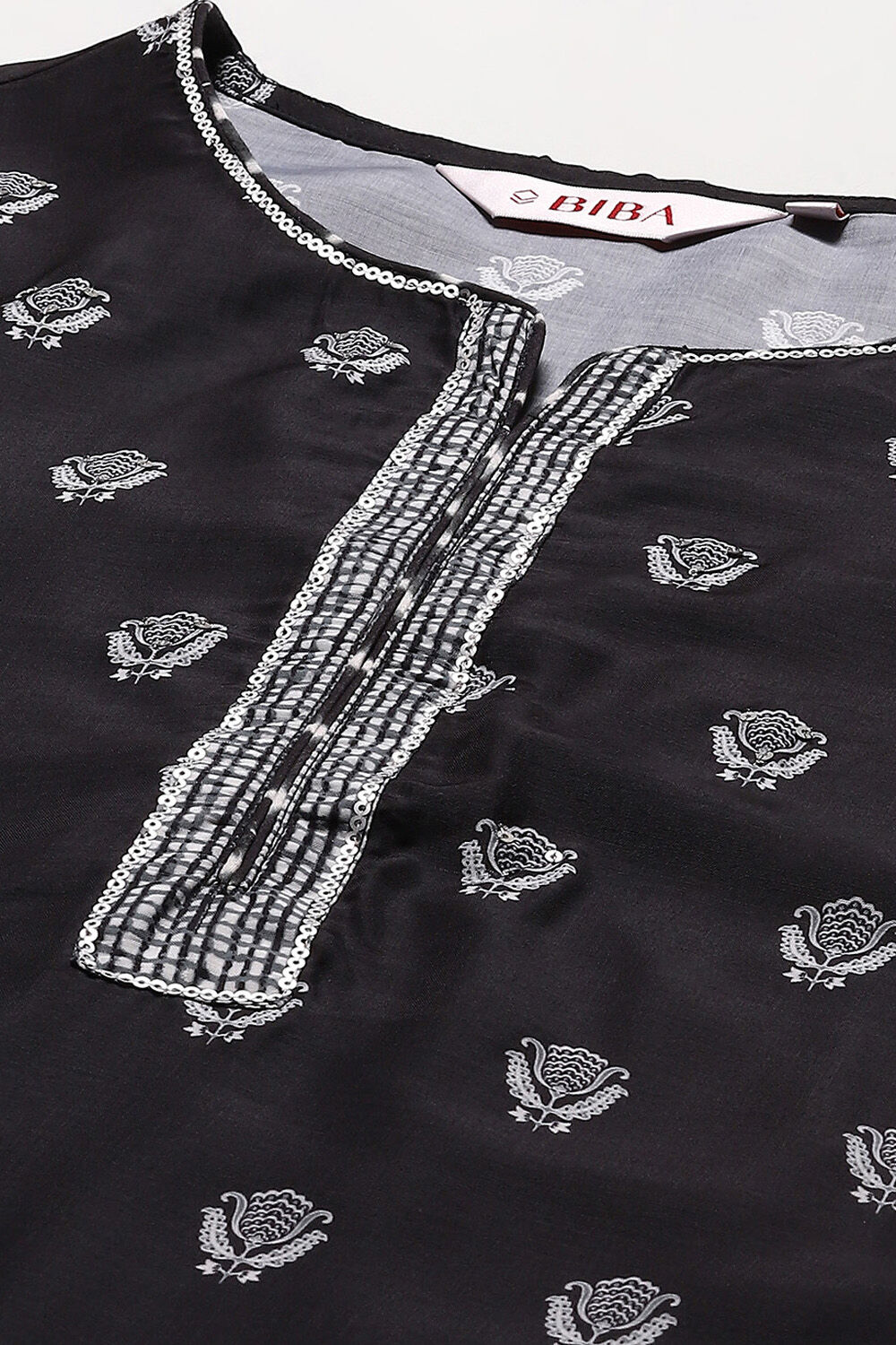 Black Poly Musin Relaxed Kurta Sharara Suit Set image number 1